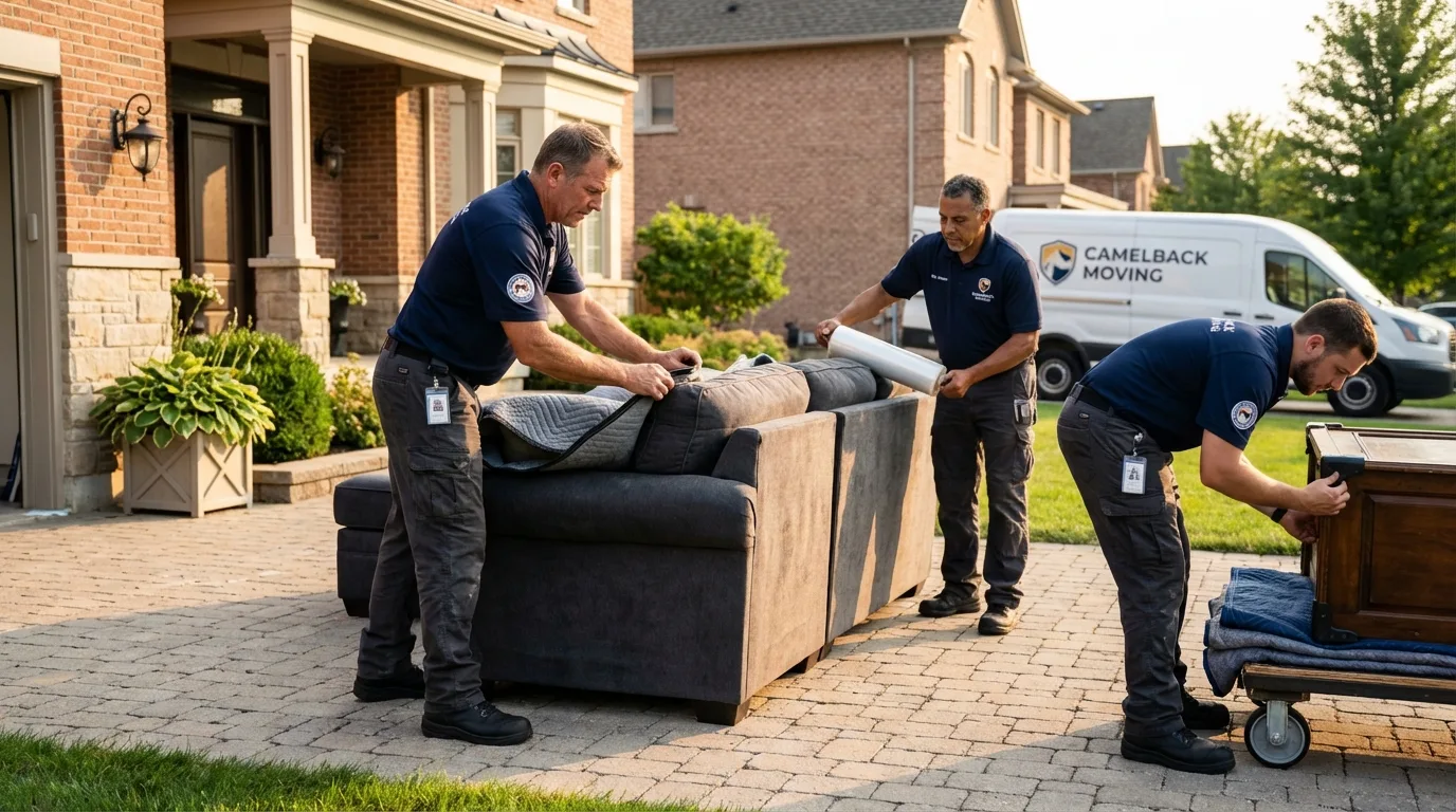 Large estate moving crew wrapping furniture in Monterey Park, CA