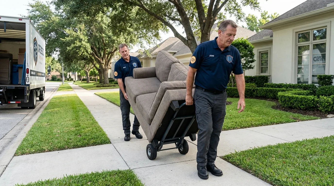 Local residential moving crew loading furniture in Monterey Park, CA
